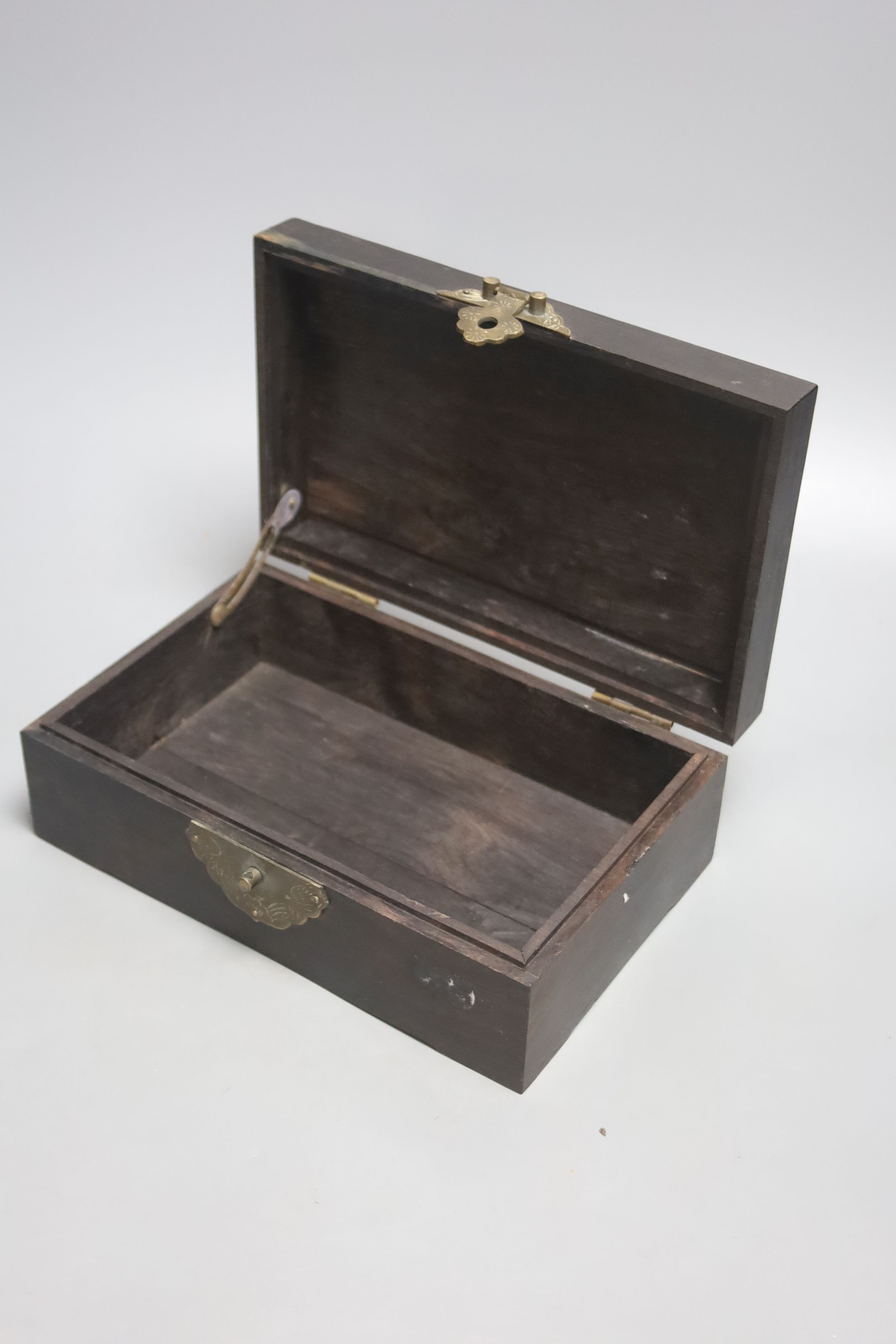 A Chinese hardwood box, 8.5in. (21.5cm)